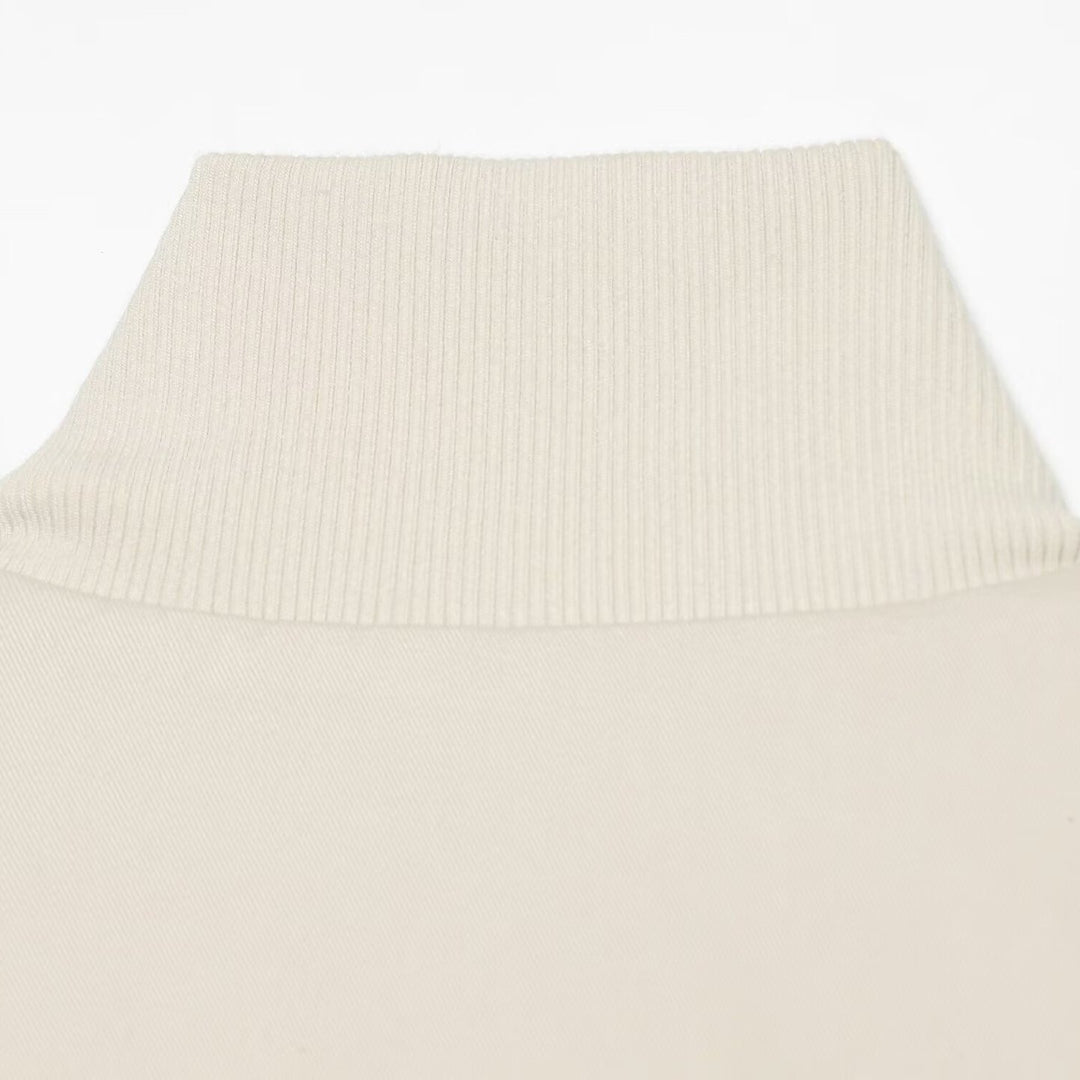 Women's Oversized Blouson Jacket with High Ribbed Collar, Snap Button Placket, and Elastic Hem Mune Fashion