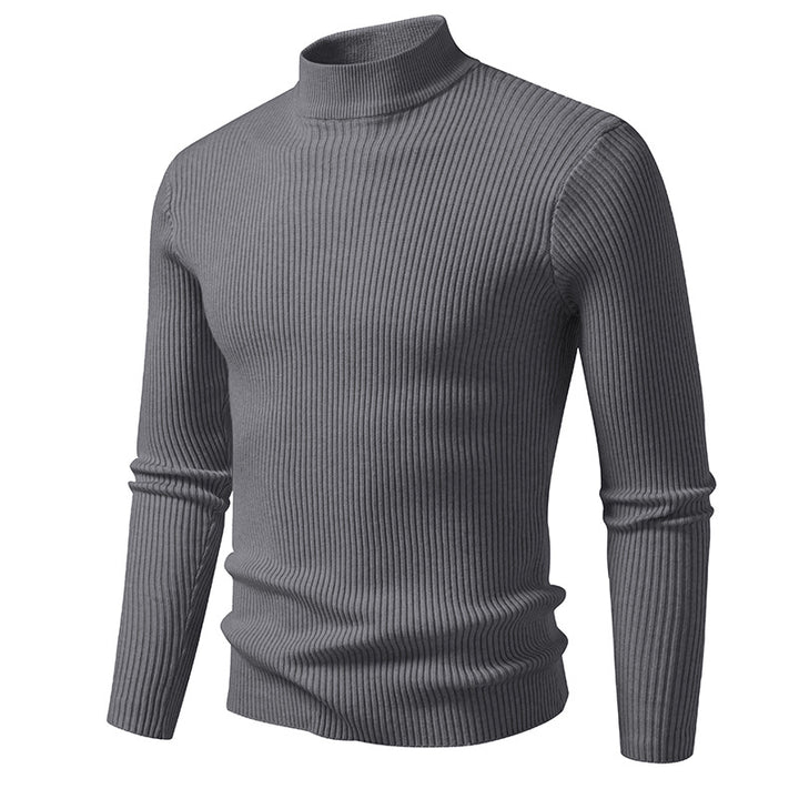 Men's ribbed mock neck pullover narrow fit thermal fine knit Mune Fashion