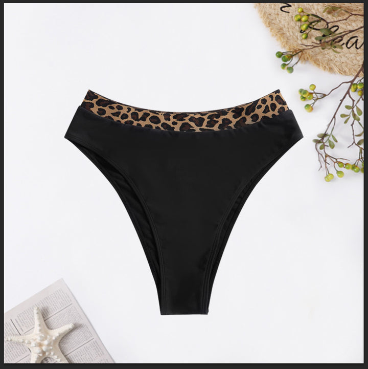 Women High-Waisted Bikini Bottom with Fashionable Leopard Print Mune Fashion