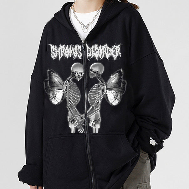 Women's hoodie jacket with full zipper and ribbed heart print Mune Fashion