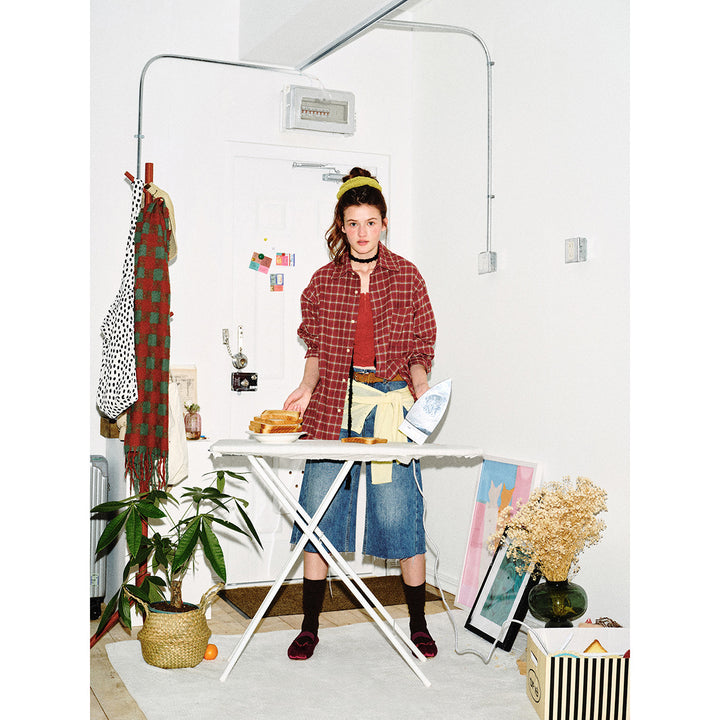 Men's Checked Flannel Shirt Jacket in Oversized Boxy Cut with Chest Pocket Mune Fashion