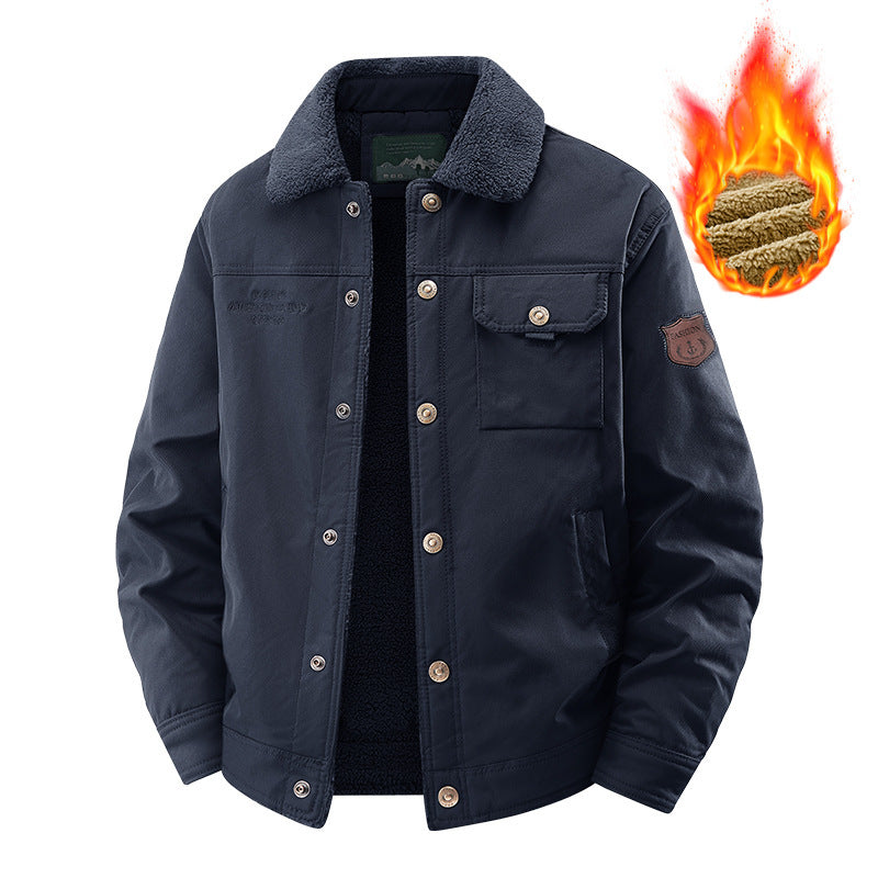 Men's padded canvas jacket with sherpa collar, warming teddy lining, and functional breast pockets Mune Fashion