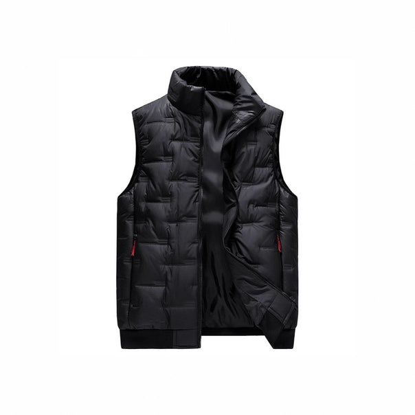 Men's Lightweight Thermal Quilted Vest with Box Quilting, Stand Collar and Elastic Hem Mune Fashion