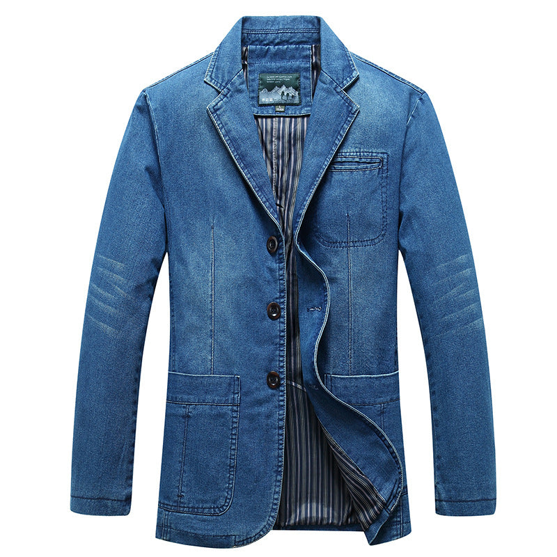 Men's denim blazer in a loose fit with lapel collar and patch pockets Mune Fashion