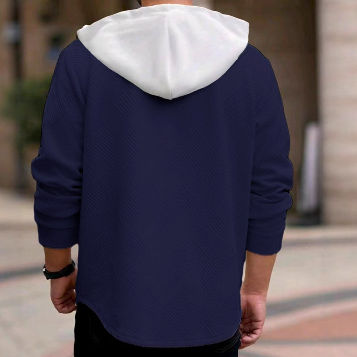 Men's structured overshirt jacket with quilted diagonal structure, contrast hood, and patch chest flaps Mune Fashion