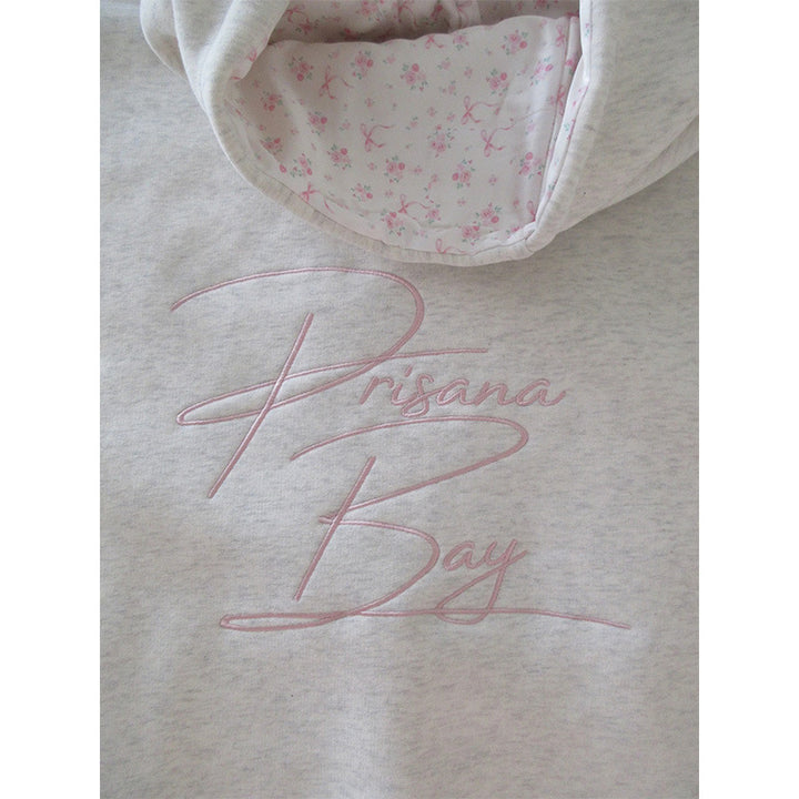 Women's Oversize Hoodie Sweatshirt with Delicate Embroidery on the Front and Embroidered Lettering on the Back Mune Fashion