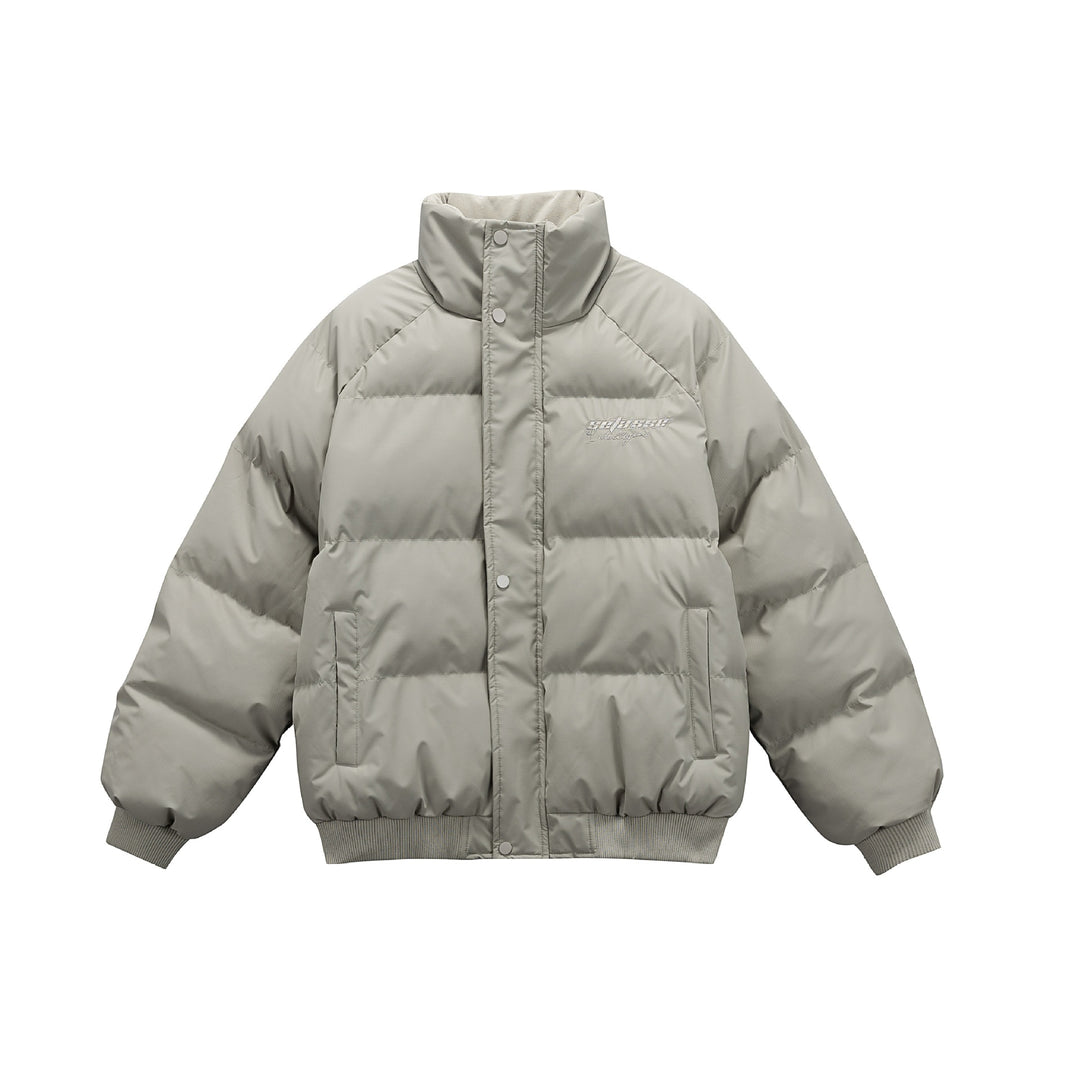 Women's Oversize Quilted Jacket with High Stand-up Collar and Ribbed Cuffs Mune Fashion