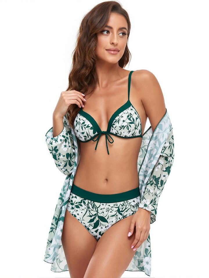 Women's bikini set with floral wrap top and high-waisted bottom Mune Fashion