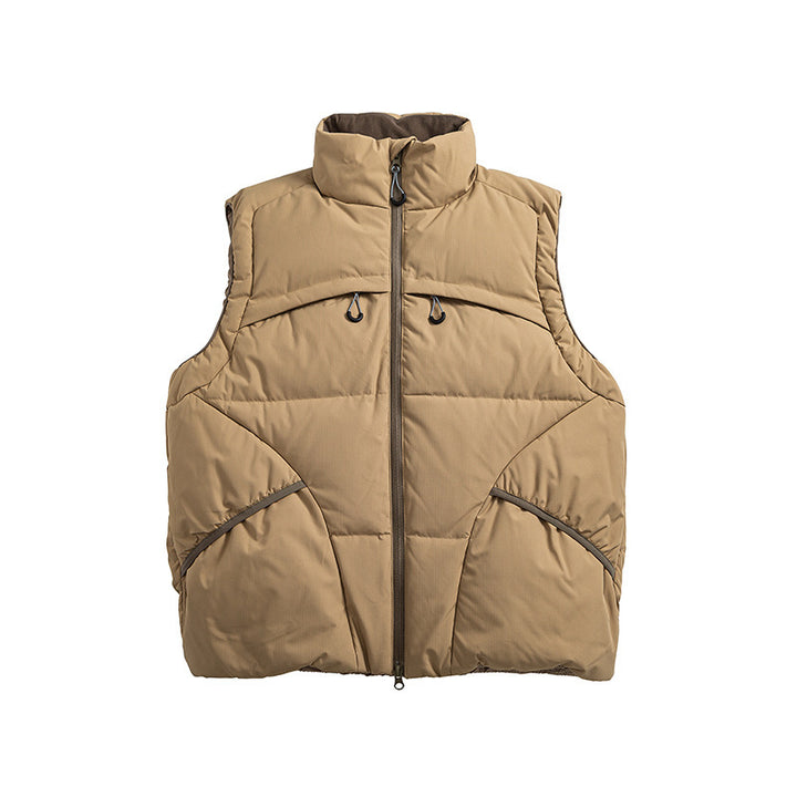 Unisex Padded Stand-Up Collar Vest with Two-Way Zipper and Drawstring Details Mune Fashion