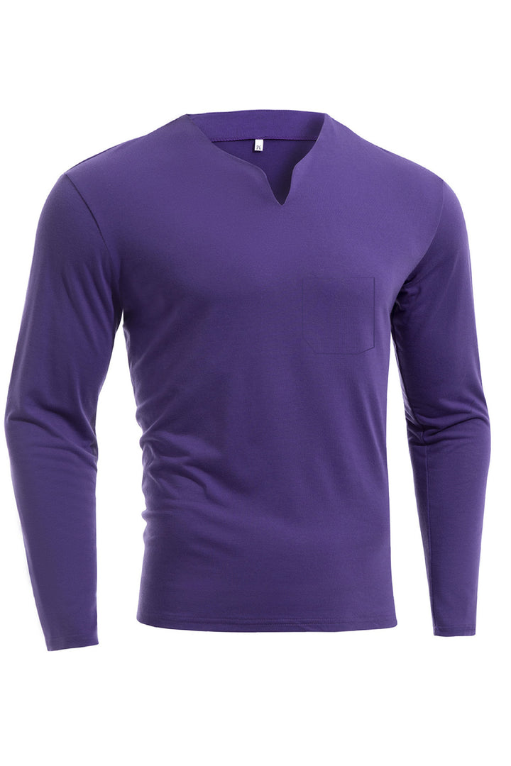 Men's long sleeve shirt with V-neck Slim Fit cotton blend and elastic comfort waistband Mune Fashion