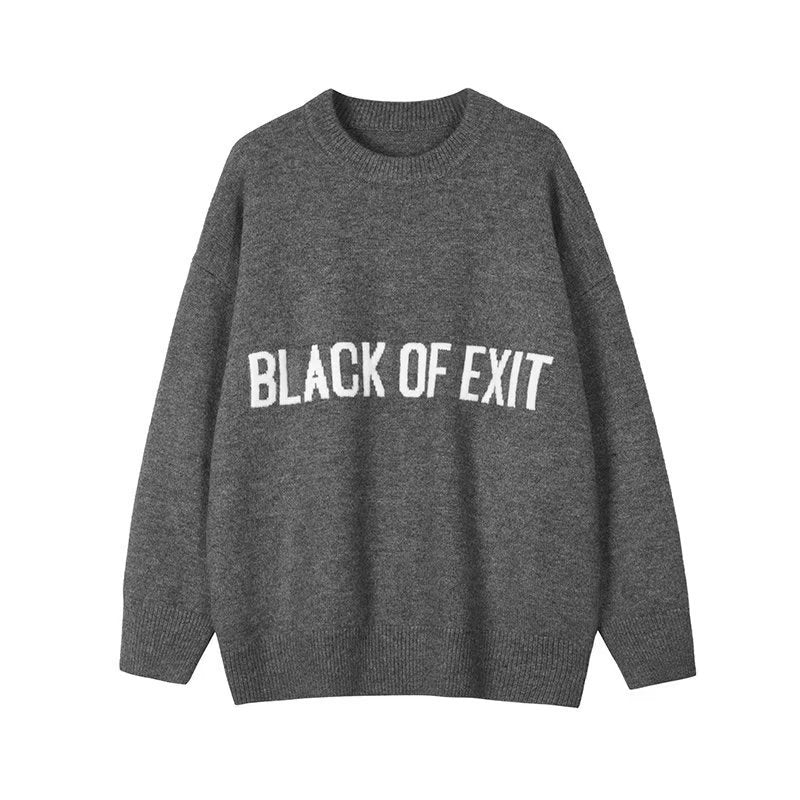 Women's Comfortable Round Neck Sweater with Expressive Writing Mune Fashion