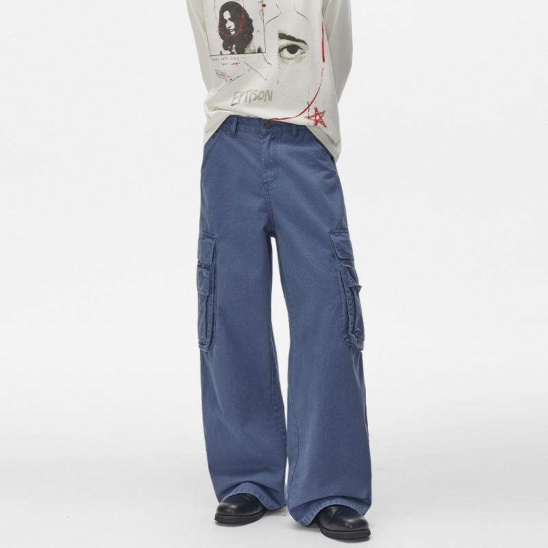 Men's cargo pants with wide cut and large side pockets Mune Fashion