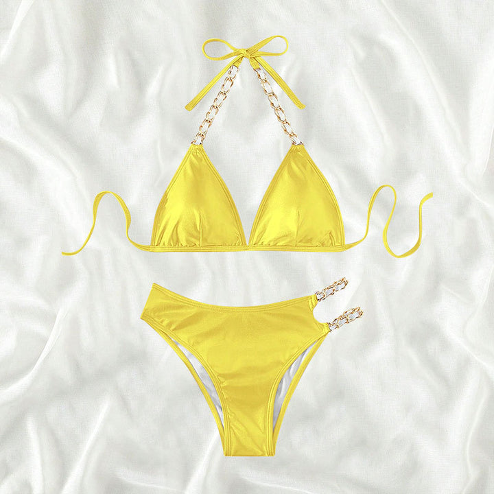 Women's Triangle Bikini with Gold Chain Details Mune Fashion
