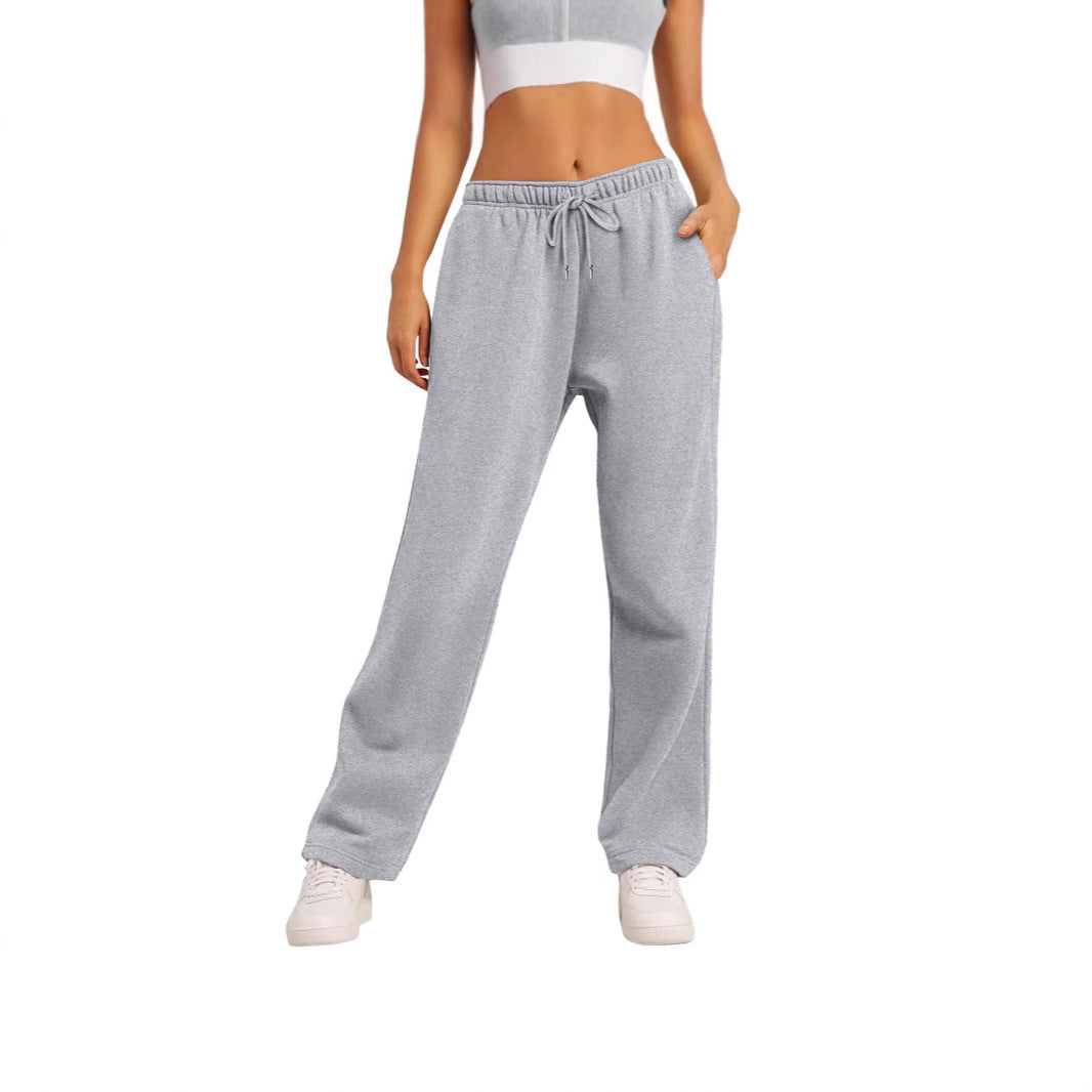 Women's wide High-Waist loungewear jogging pants with elastic waistband drawstring and side pockets Mune Fashion