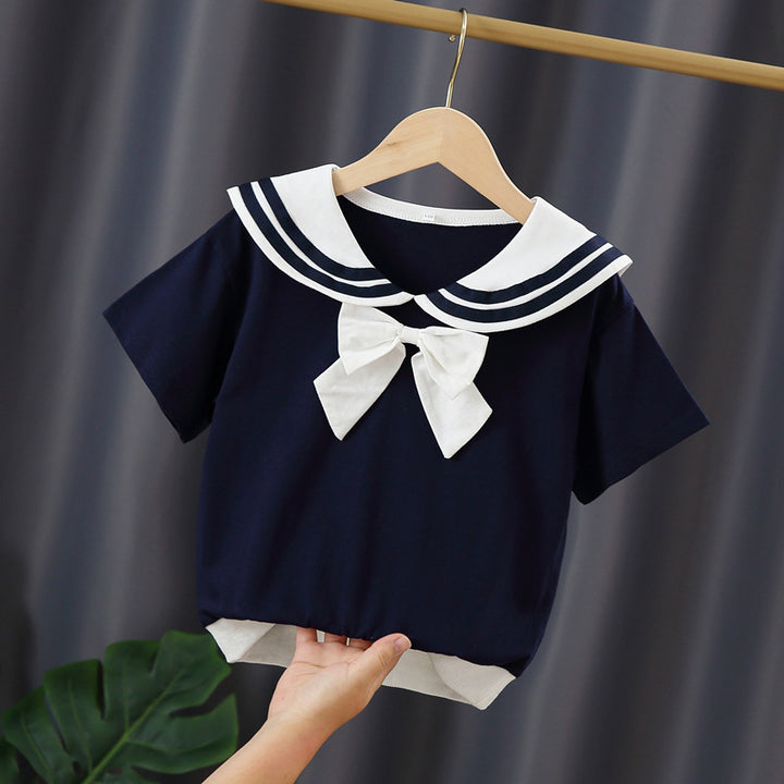 Girls sailor t-shirt with bow detail Mune Fashion