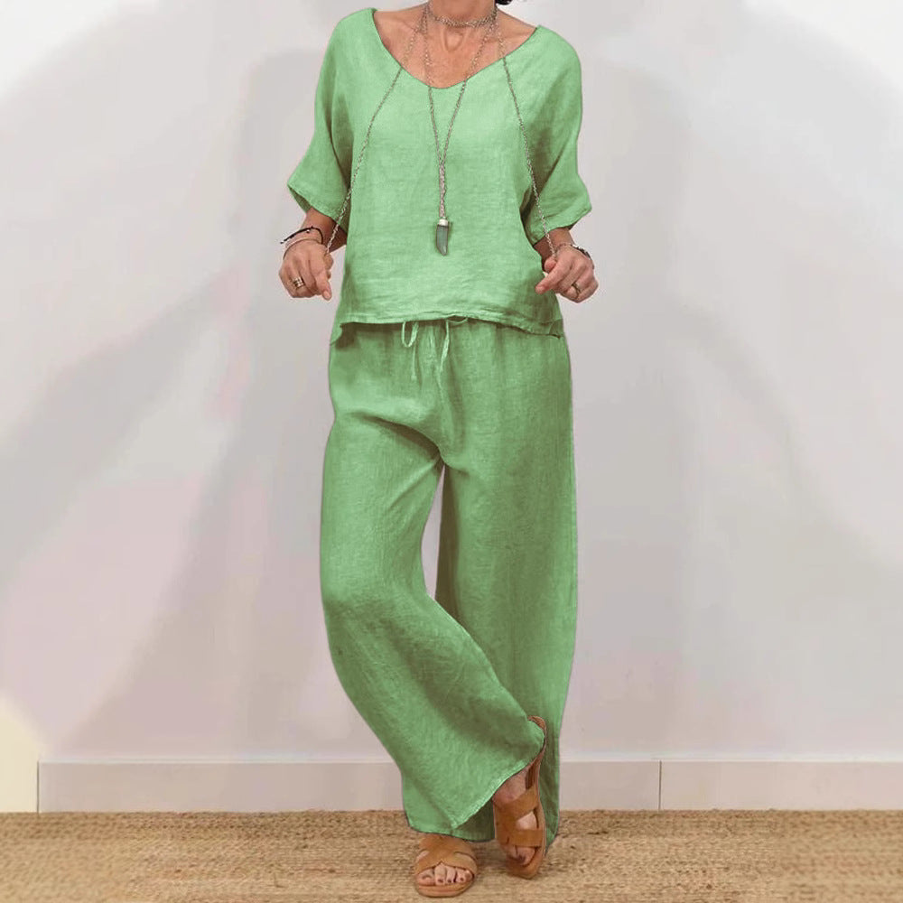 Women’s linen suit with a casual cut and wide leg Mune Fashion