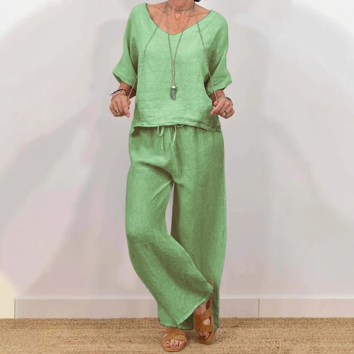 Women’s linen suit with a casual cut and wide leg Mune Fashion