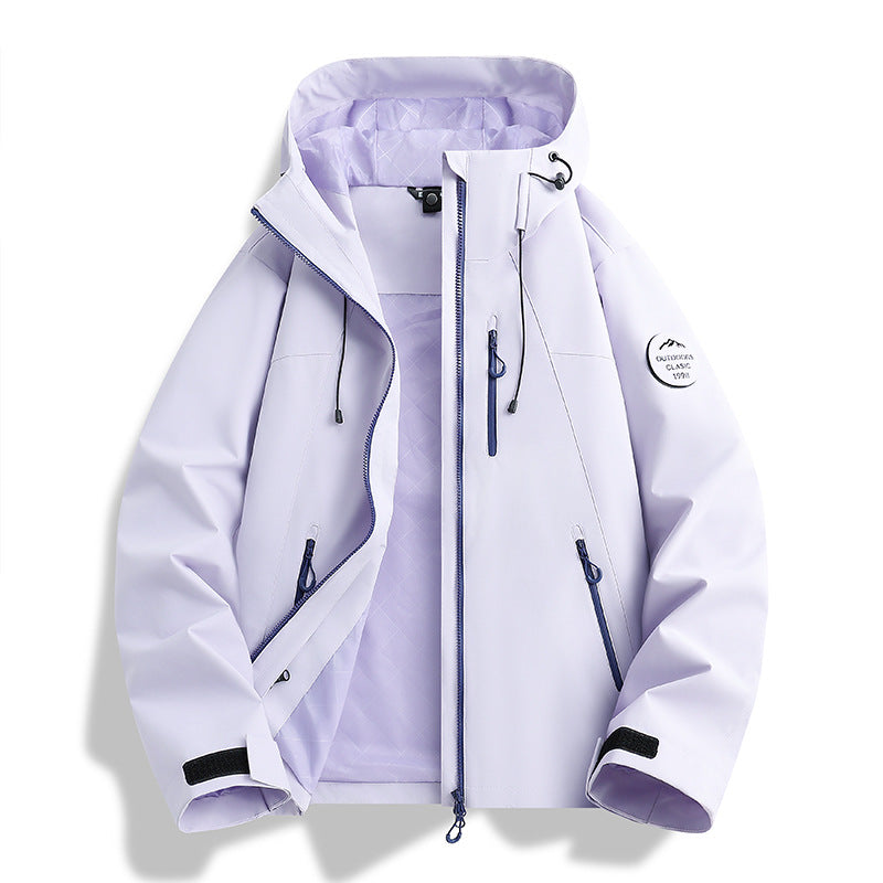 Women Lightweight Waterproof Hooded Jacket with Teddy Charm and Concealed Zipper Pockets Mune Fashion