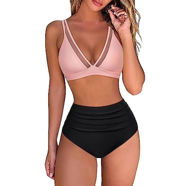 Women’s Sporty Bikini Set with Crossed Straps and High Cut Mune Fashion