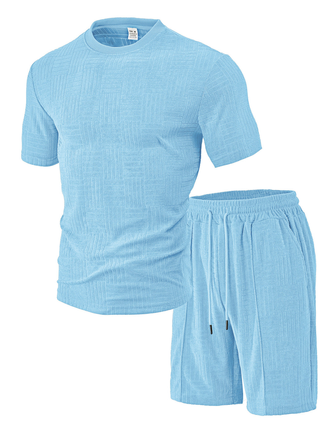 Men's nano relief structure lounge two-piece with short sleeve round neck and elastic drawstring Bermuda Mune Fashion