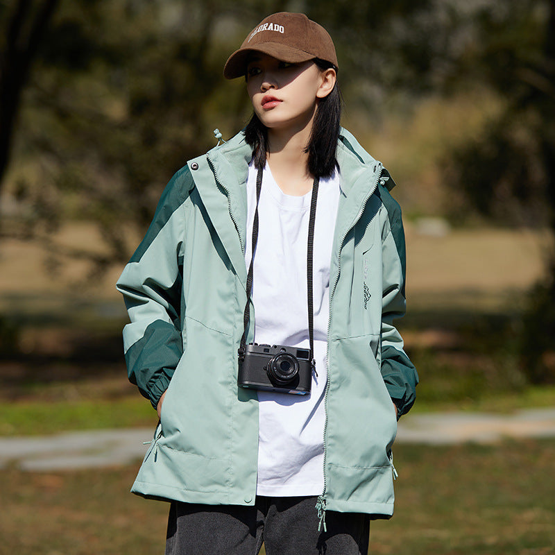 Women's two-layer softshell outdoor jacket with removable fleece inner layer and hood Mune Fashion