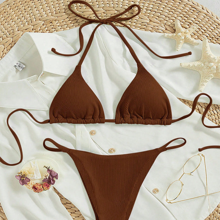 Ladies Triangular Bikini with fine ribbed effects and customizable fit Mune Fashion