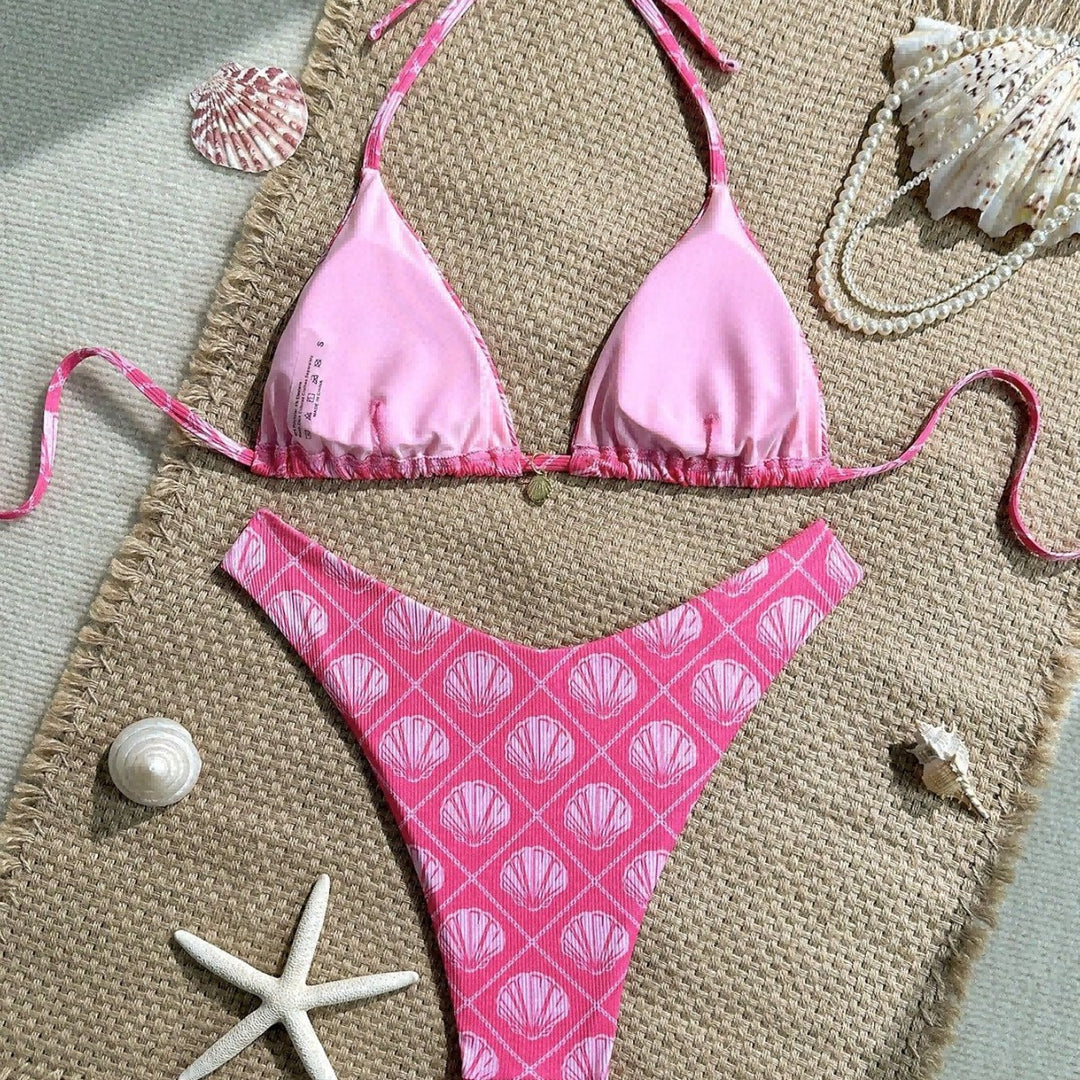 Women's Triangle Bikini with Maritime Shell Pattern Mune Fashion