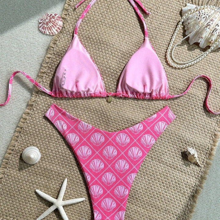 Women's Triangle Bikini with Maritime Shell Pattern Mune Fashion