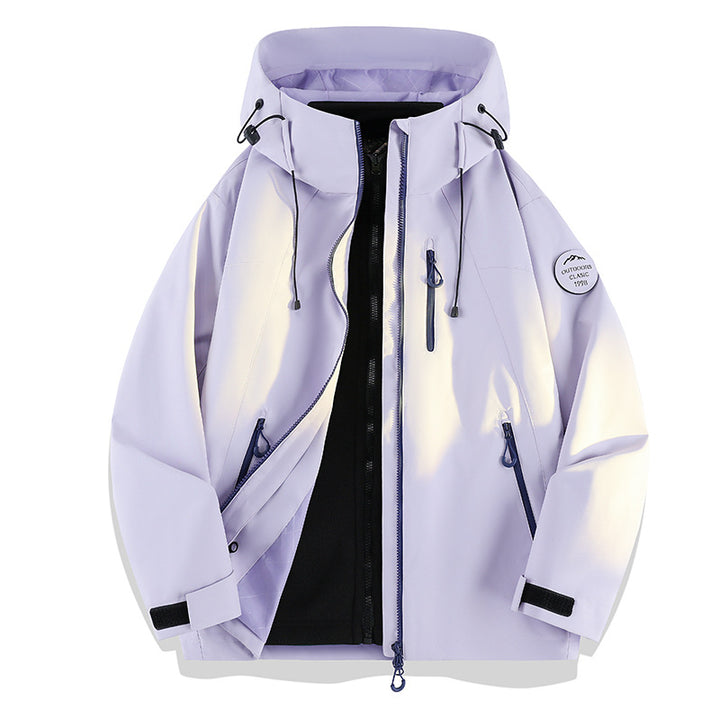 Women Lightweight Waterproof Hooded Jacket with Teddy Charm and Concealed Zipper Pockets Mune Fashion