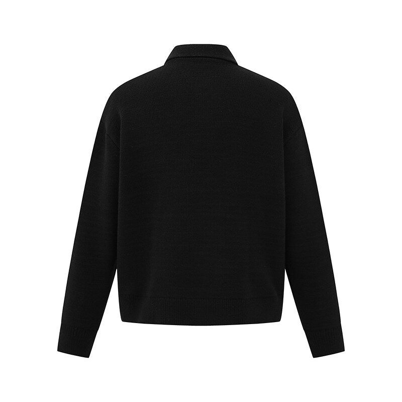 Men's Boxy Knit Sweater with Polo Collar and Half Button Placket Mune Fashion