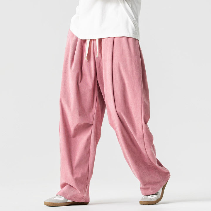 Men's wide cord pants with drawstring, pleats, and relaxed fit Mune Fashion