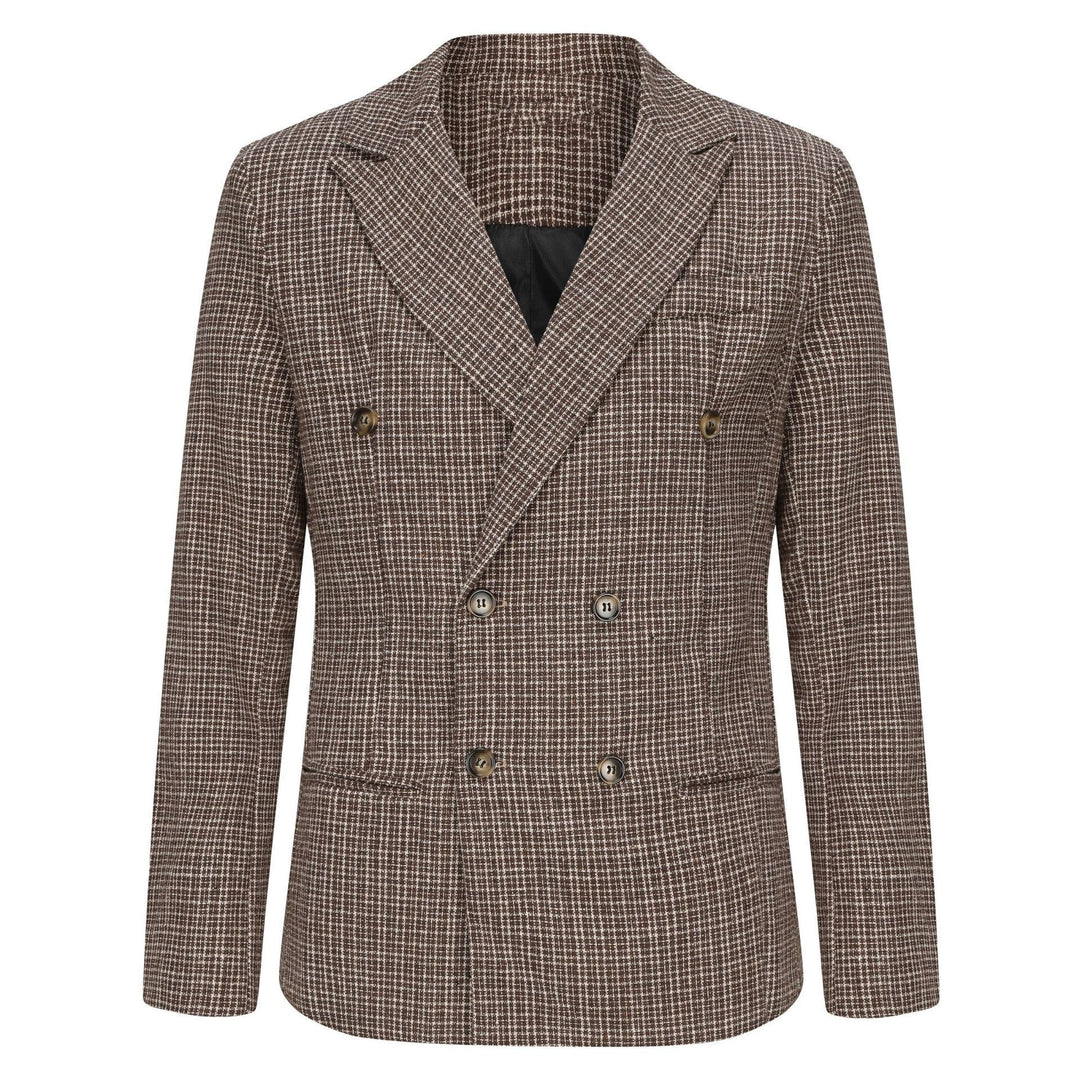 Men's double-breasted structured wool blend blazer with peak lapel and fitted cut Mune Fashion