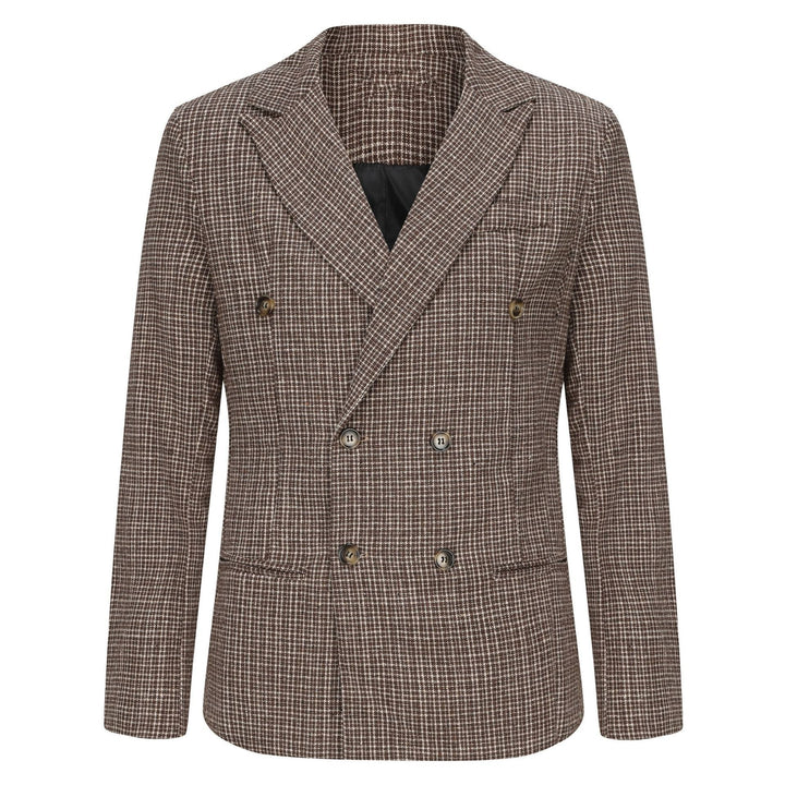 Men's double-breasted structured wool blend blazer with peak lapel and fitted cut Mune Fashion