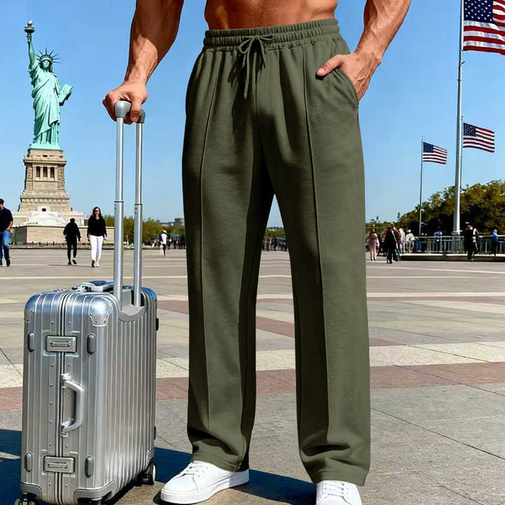 Men's wide Relax-Jogging pants with crease, elastic drawstring waistband, and side pockets Mune Fashion