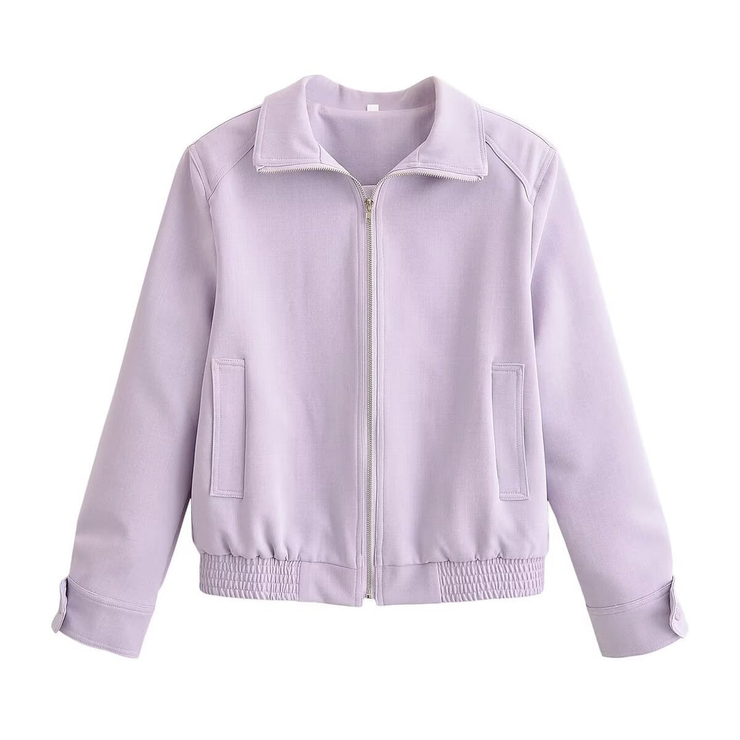 Women's Two-Piece Neoprene-Look Leisure Set with Cropped Blouson and High-Waist Pants Drune