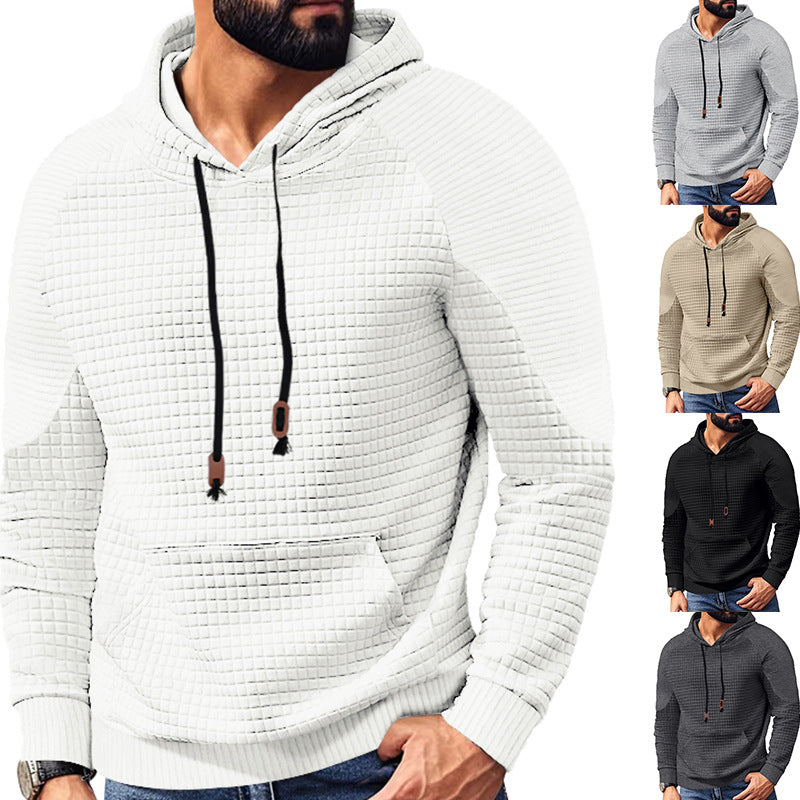 Men's hoodie with structured quilted waffle texture, raglan sleeves, and kangaroo pocket Mune Fashion