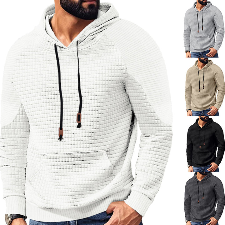 Men's hoodie with structured quilted waffle texture, raglan sleeves, and kangaroo pocket Mune Fashion