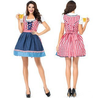 Women’s traditional dirndl dress with heart-shaped neckline, lacing and detachable apron Mune Fashion