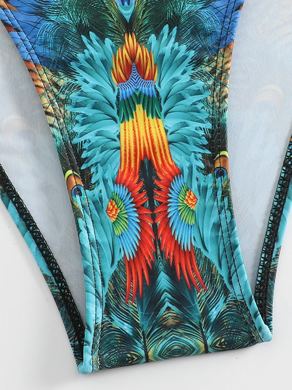 Women's triangle bikini with extravagant feather design and sparkling accents Mune Fashion