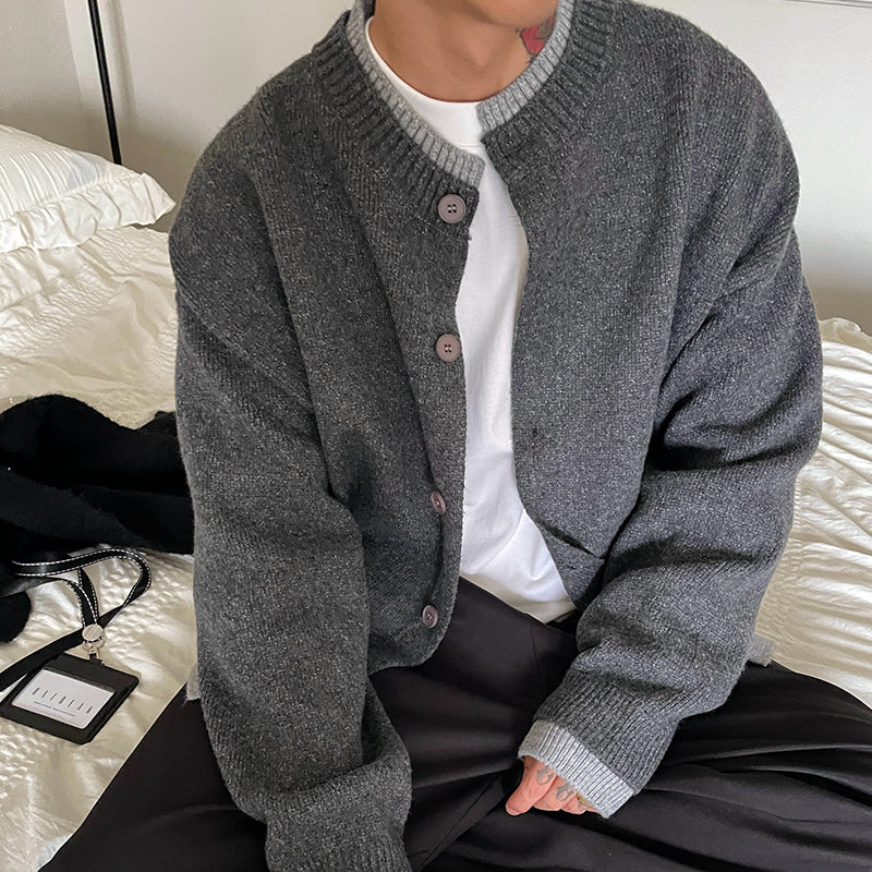 Men's cardigan with round neck and buttons Mune Fashion