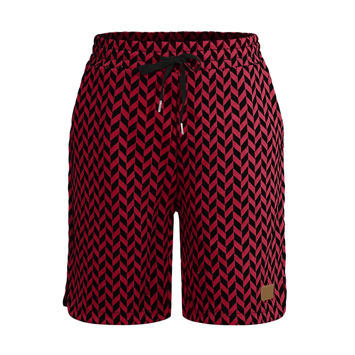 Women's Jacquard Shorts with elastic comfort waistband, drawstring and herringbone pattern Mune Fashion