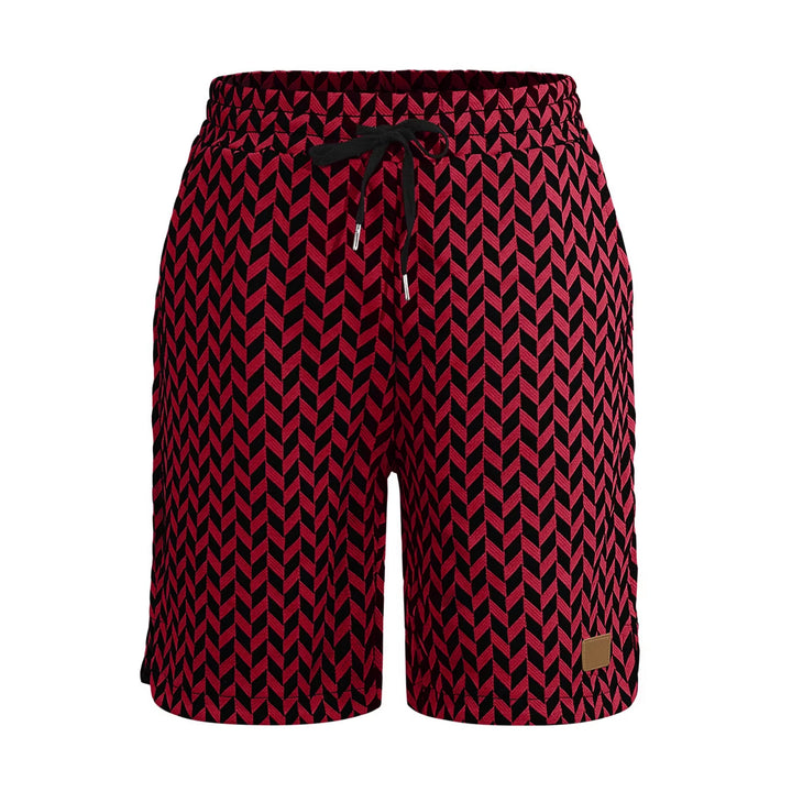 Women's Jacquard Shorts with elastic comfort waistband, drawstring and herringbone pattern Mune Fashion