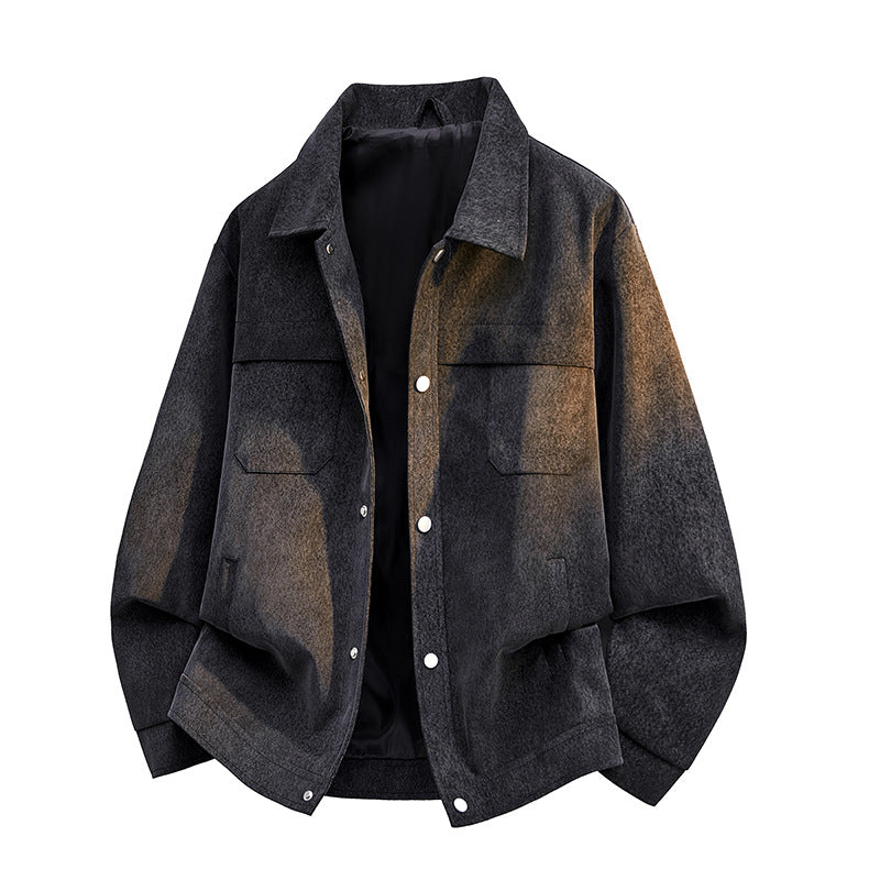 Men's transitional overshirt in suede look with chest flaps, warming lining & concealed snap button placket Mune Fashion