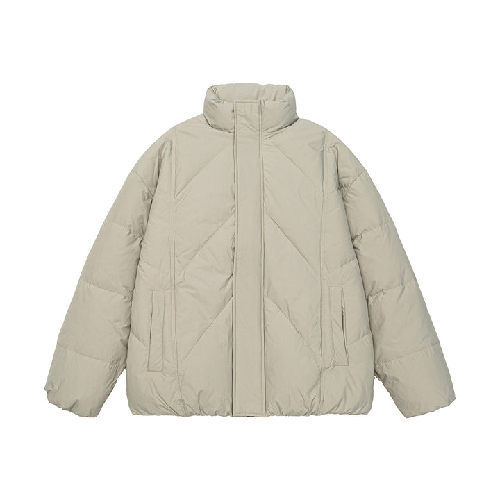 Unisex Oversized quilted winter jacket with high stand-up collar and concealed zipper Mune Fashion