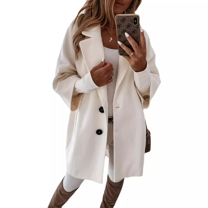 Women's nan kastiger oversized short coat with falling lapel collar and concealed side pockets Mune Fashion