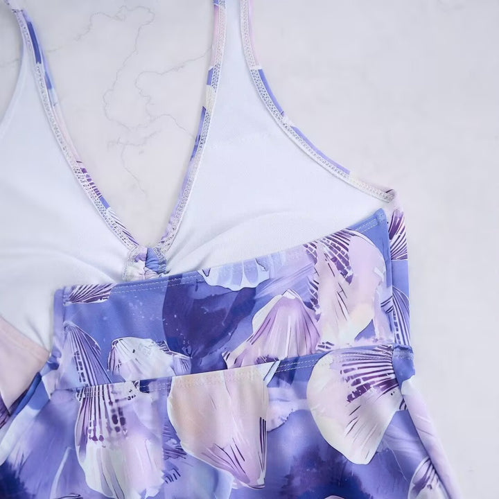 Women's tankini set with romantic floral design and adjustable top Mune Fashion