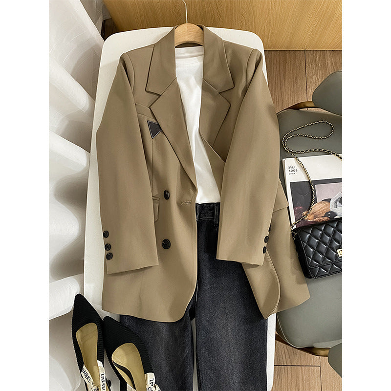 Women's Stylish Double-Breasted Blazer with Waist Belt Mune Fashion