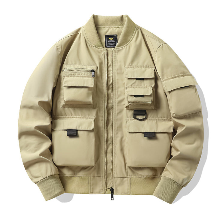 Men's Multi-Pocket Tactical Bomber with Modular Exterior Pockets and D-Ring Details Mune Fashion