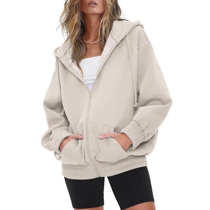 Women nan oversized hoodie jacket with zipper, fleece lining and kangaroo pockets Mune Fashion