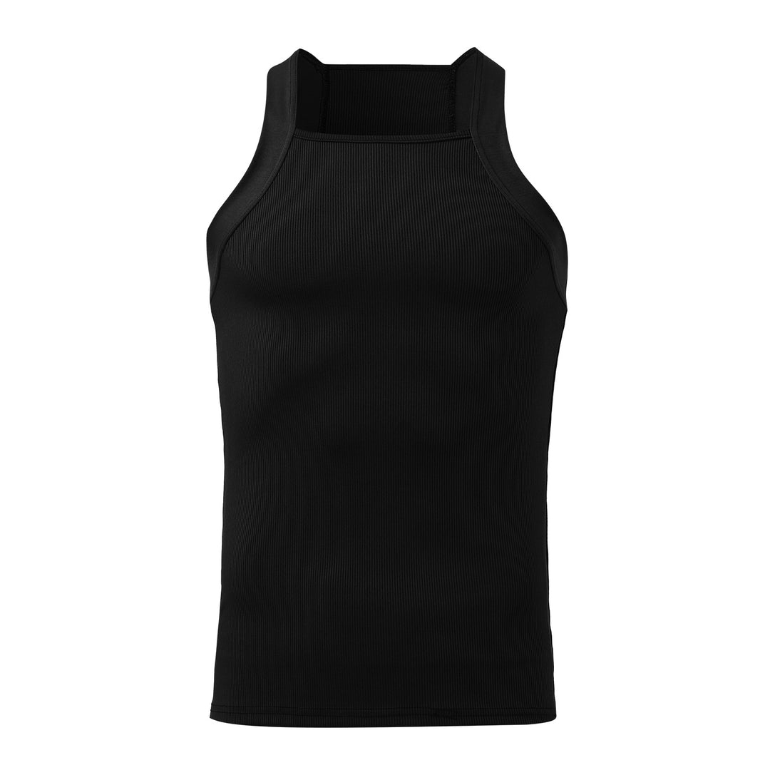 Women's form-fitting ribbed top with high round neckline and wide straps Mune Fashion
